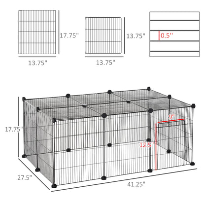 Small Animal Cage for Bunny, Guinea Pig, Chinchilla, Hedgehog, Portable Pet Enclosure with Door, 16 Panels Houses & Habitats   at Gallery Canada