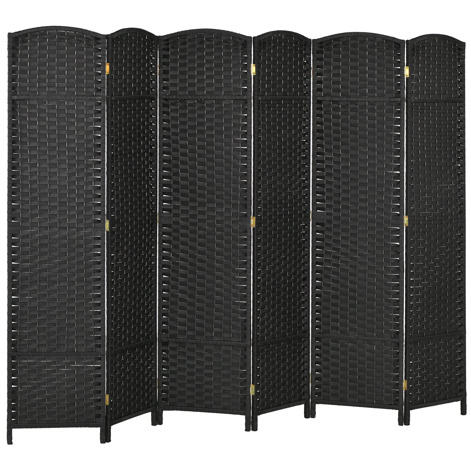 5.6 Ft Tall Folding Room Divider, 6 Panel Portable Privacy Screen, Hand-Woven Partition Wall Divider, Black Room Dividers   at Gallery Canada