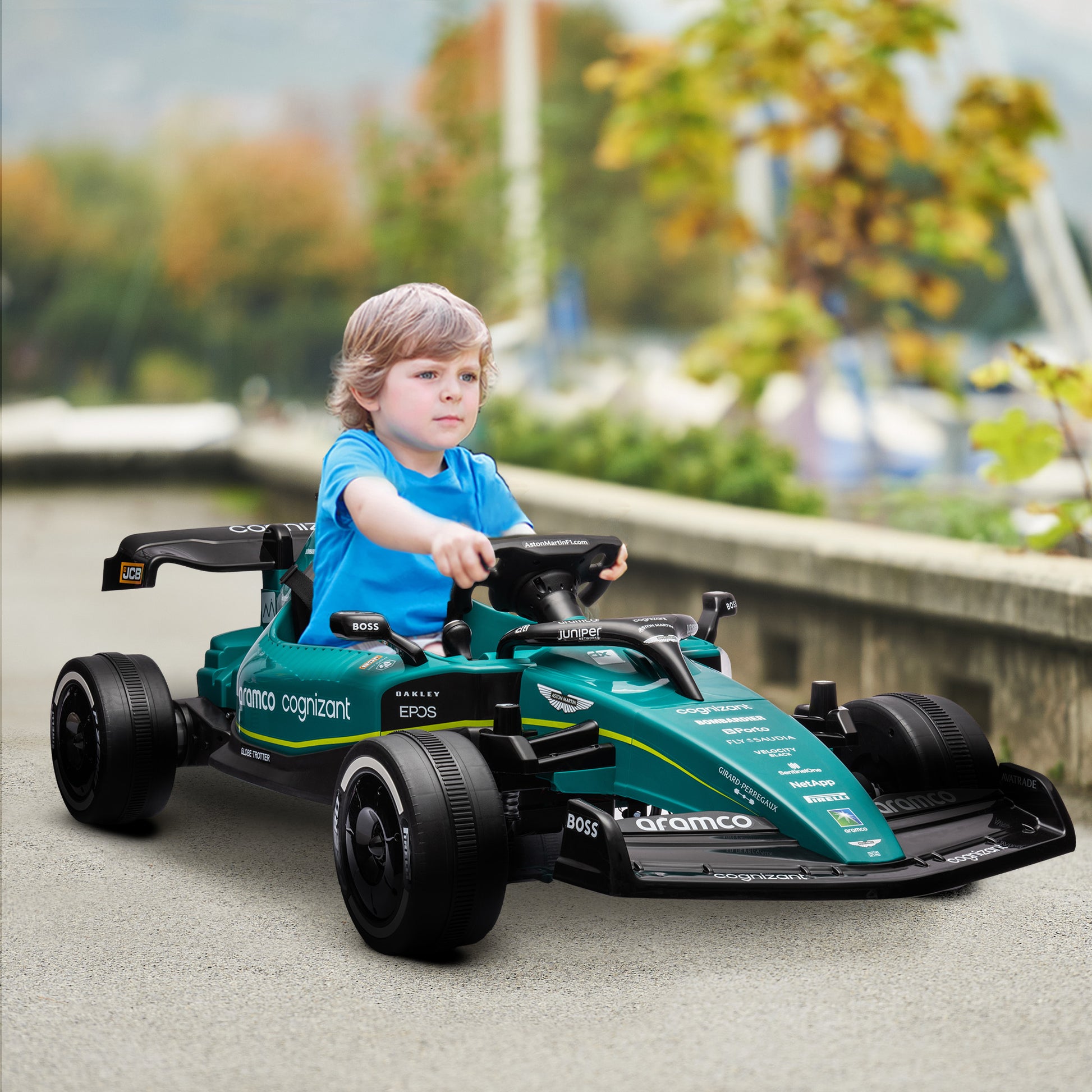 12V Electric Go Kart, Kids Ride on Car with 4 Shock-Absorbing Wheels, Remote Control, Lights, Green Electric Toy Cars   at Gallery Canada