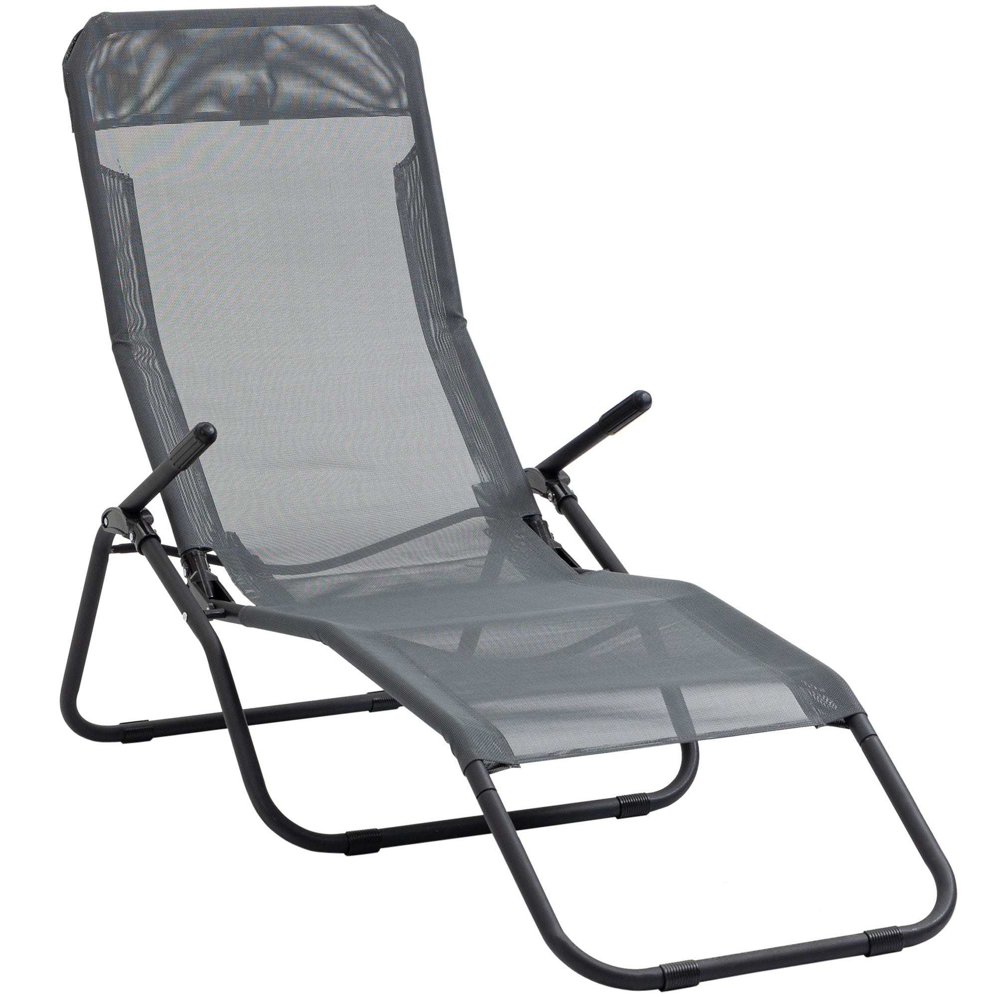 Zero Gravity Reclining Patio Lounge Chair with Footrests and Armrests, Grey Lounger Chairs   at Gallery Canada