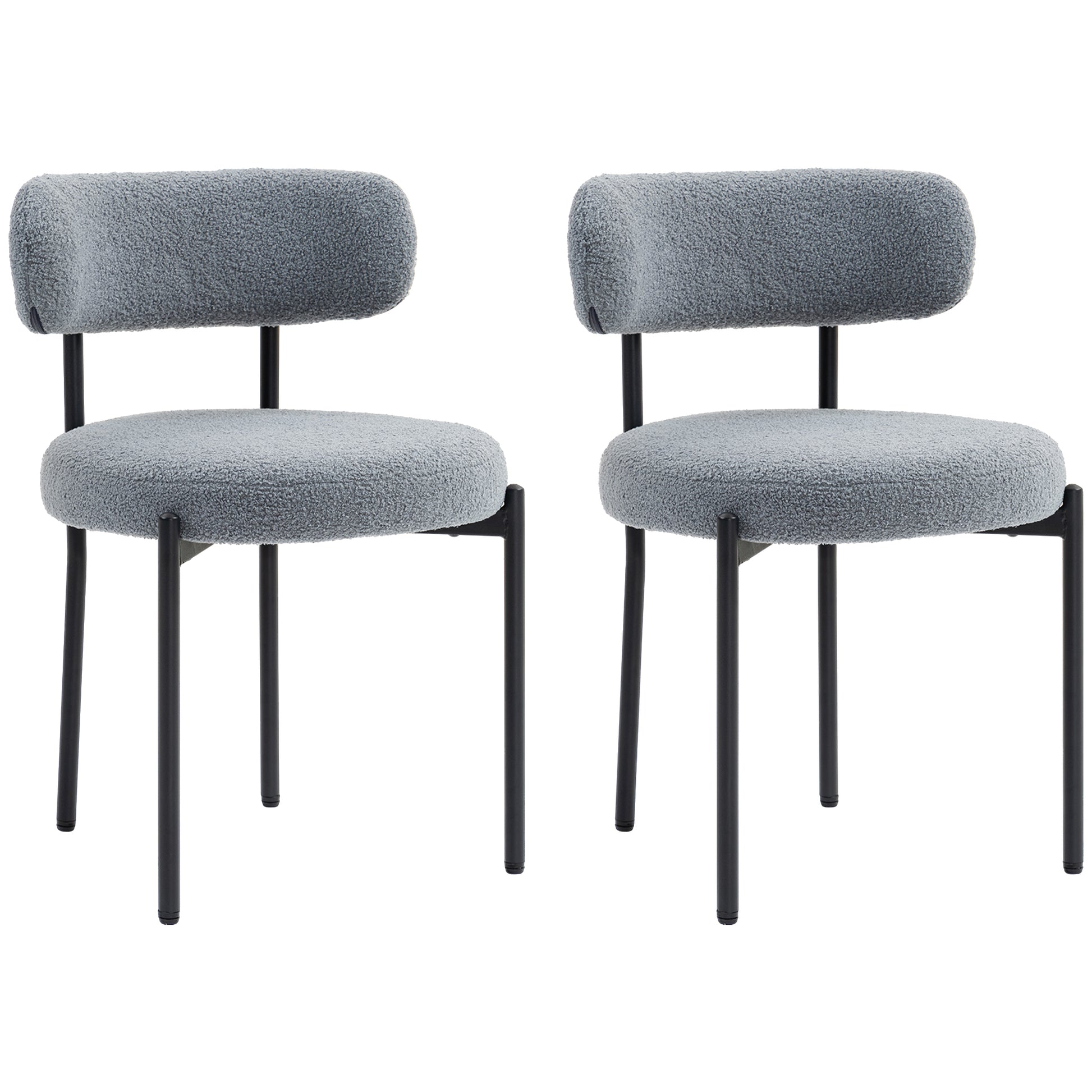 2 Pieces Kitchen Chairs, Modern Dining Chairs w/ Berber Fleece Upholstery and Steel Legs for Living Room, Grey Dining Chairs   at Gallery Canada