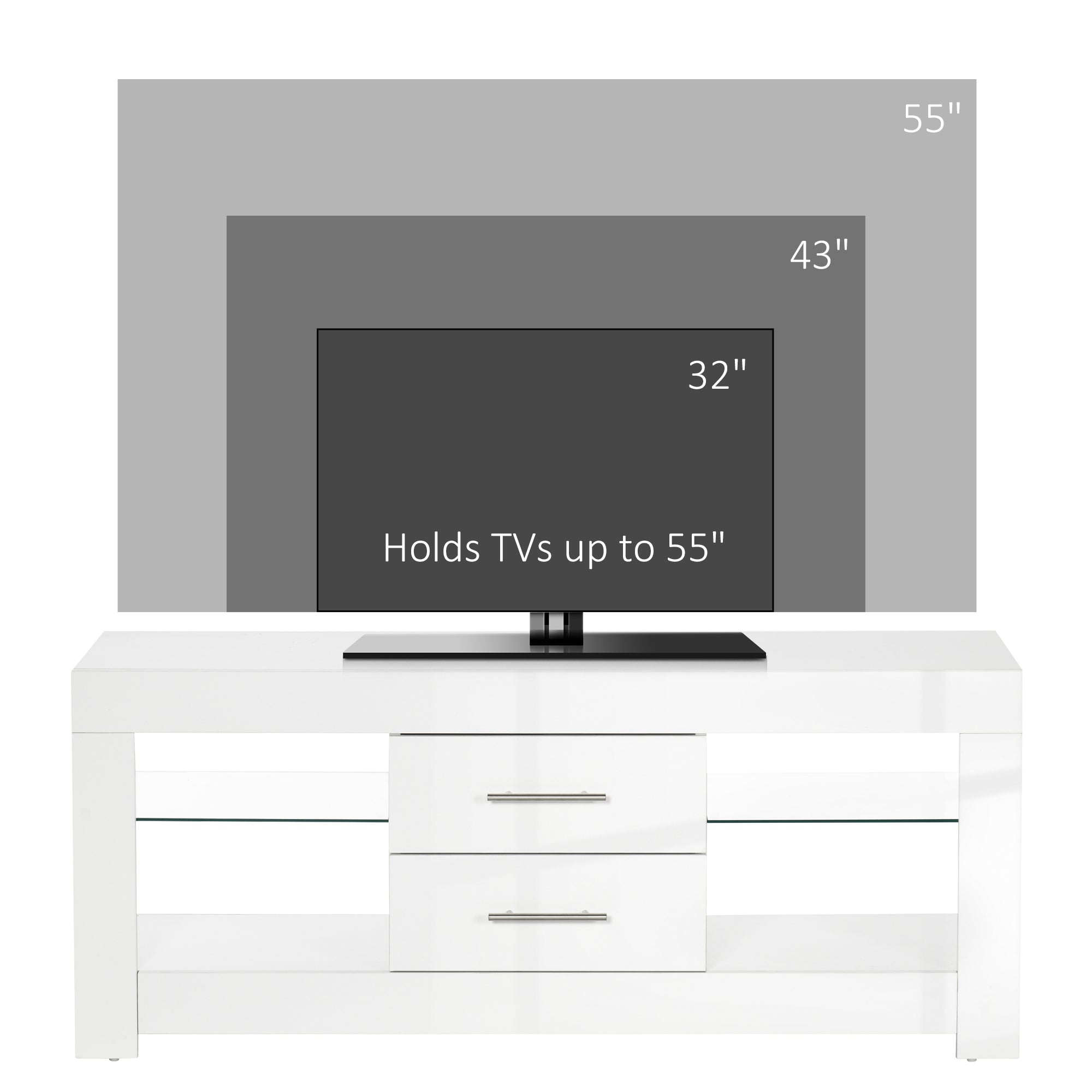 TV Stand with LED Lights for TVs up to 55