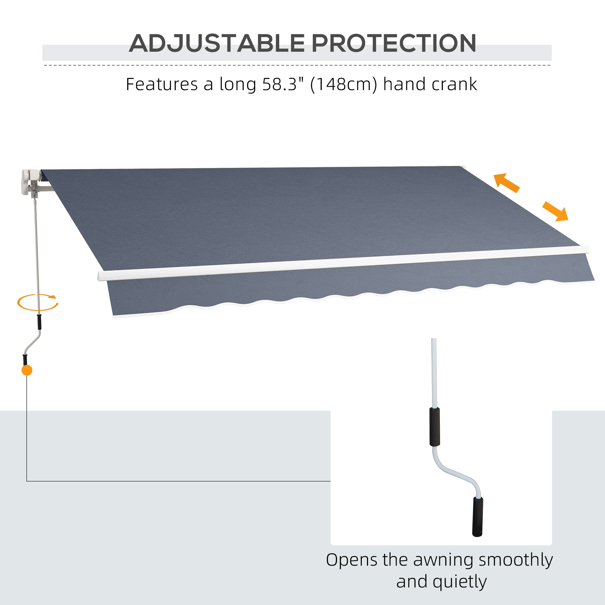 12' x 8' Retractable Patio Awning Sunshade Shelter with Manual Crank Handle UV &; Water-Resistant for Deck Balcony Grey Deck Awnings at Gallery Canada