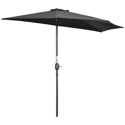 9ft Half Round Umbrella Outdoor Patio Garden Balcony Parasol Window Sun Shade w/ 5 Ribs Black Sun Umbrellas   at Gallery Canada