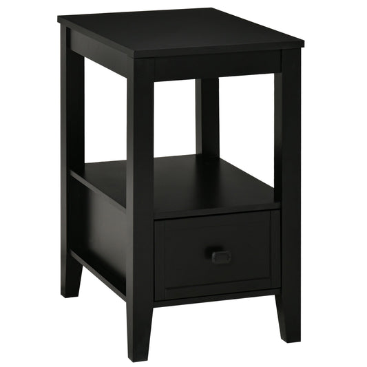Side Table, Modern Coffee End Table with Drawer and Shelf, Nightstand for Bedroom, Living Room, Black - Gallery Canada
