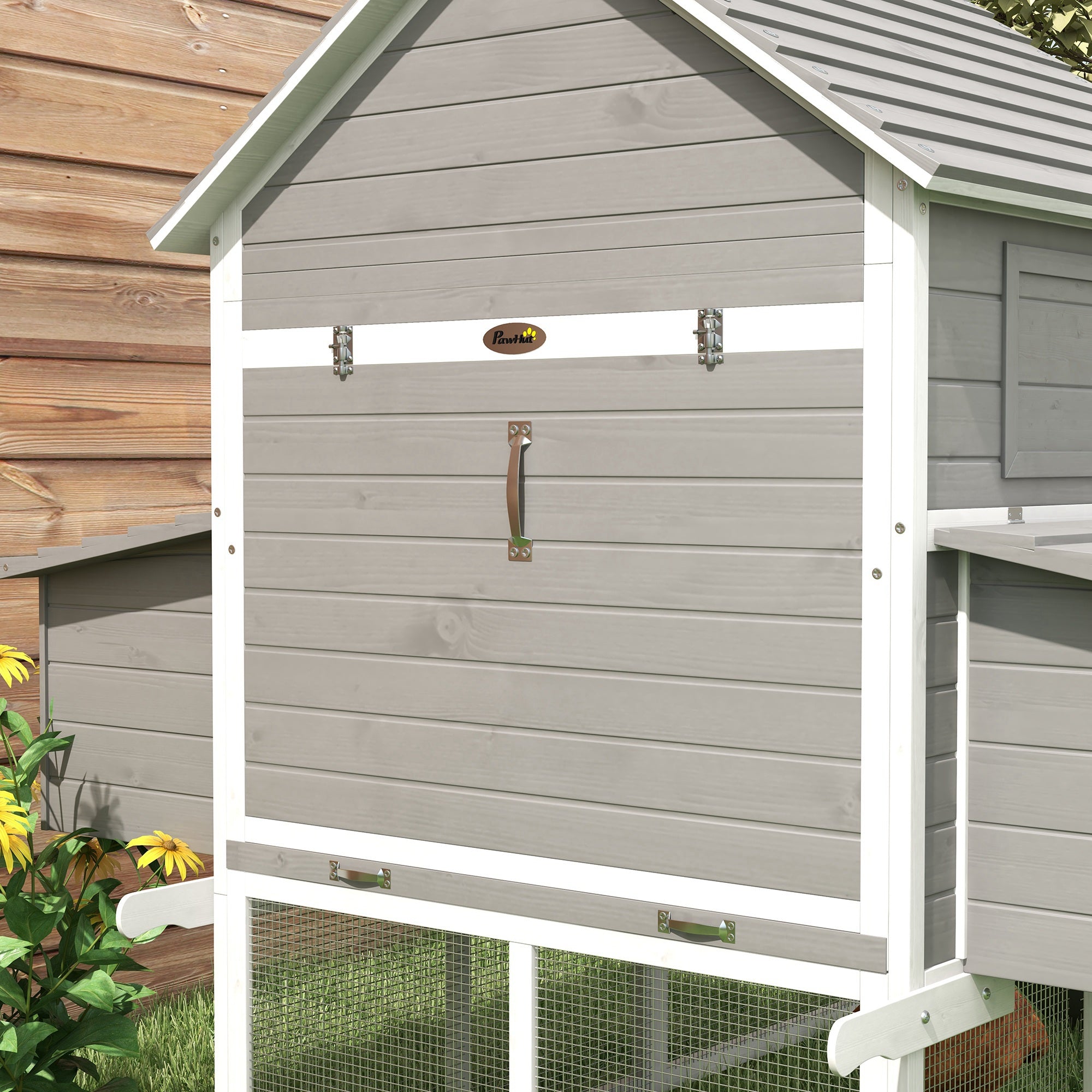 Wooden Chicken Coop with Nesting Boxes, Run, Doors, Tray, Ramp for 4-6 Chickens Chicken Coops at Gallery Canada