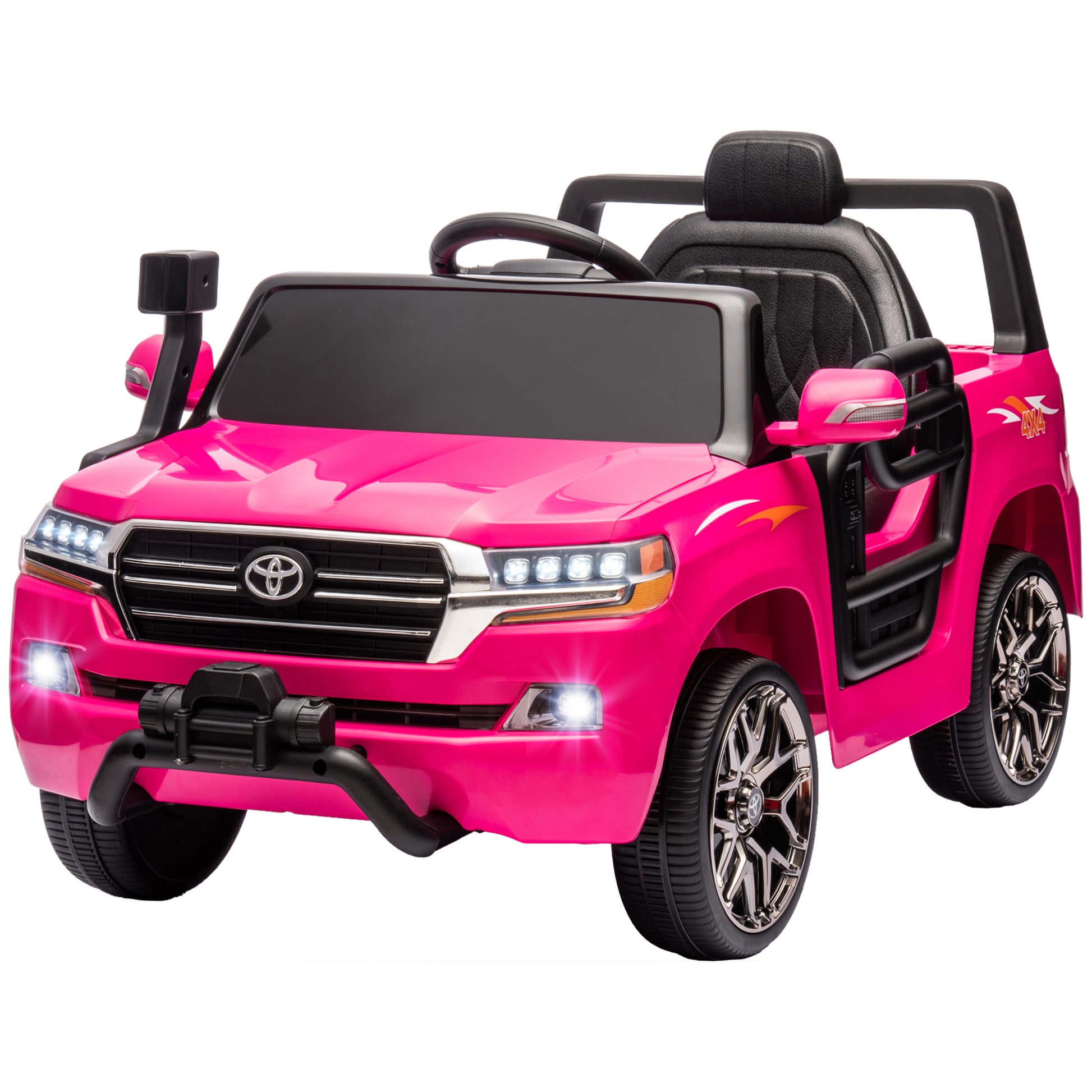 12V Toyota LAND CRUISER Licensed Kids Car w/ Remote Control, Four Wheel Spring Suspension, Soft Start, LED Light, Pink Electric Toy Cars   at Gallery Canada