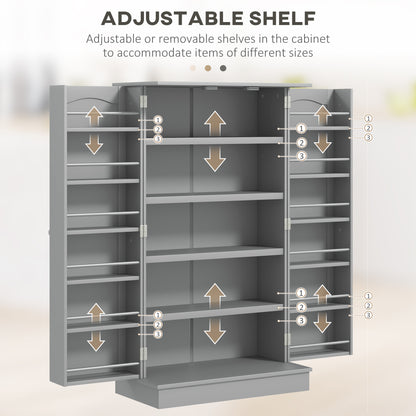 41" Storage Cabinet, 2-Door Kitchen Pantry Cabinet with 5-tier Shelving, 12 Spice Racks and Adjustable Shelves, Grey Kitchen Pantry Cabinets   at Gallery Canada