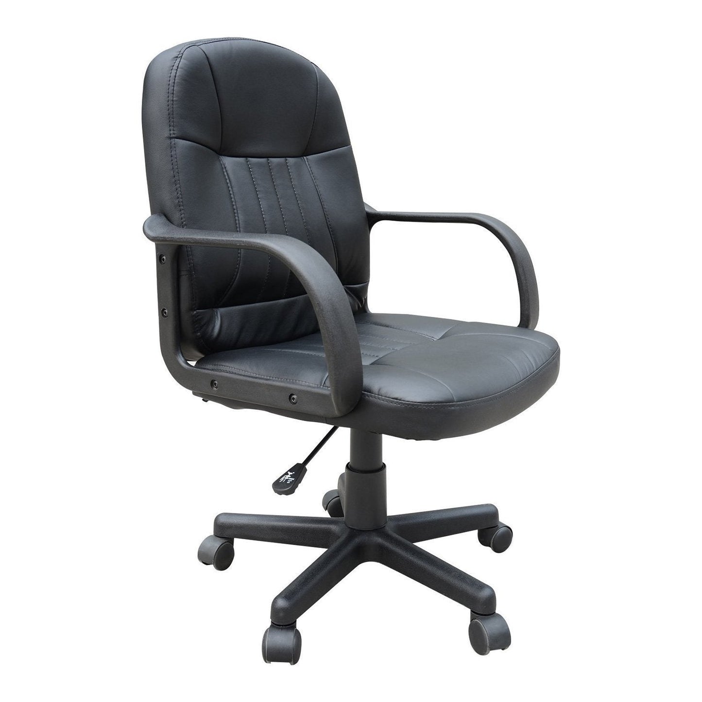 Desk Office Chair PU Leather Mid-Back Swivel Computer PC Adjustable Height Black Executive & Manager Chairs Black  at Gallery Canada