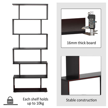 Wooden S Shape Bookcase 6 Shelves Storage Display Home Office Furniture Display Bookshelves   at Gallery Canada