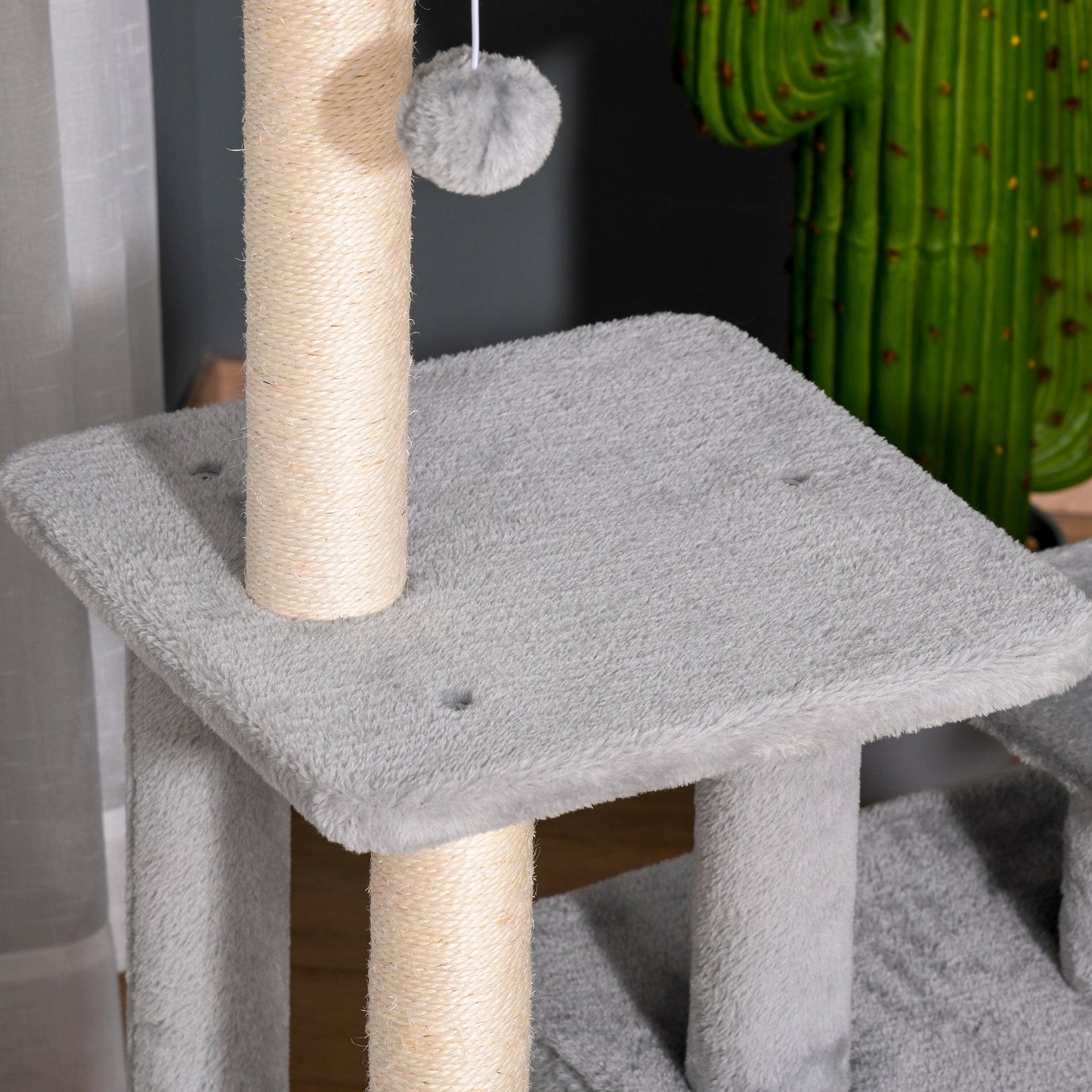 Cat Tree for Indoor Cats, Multi-Level Cat Condo with Sisal Scratching Post, Perch, Hanging Ball, Light Grey Cat Towers   at Gallery Canada