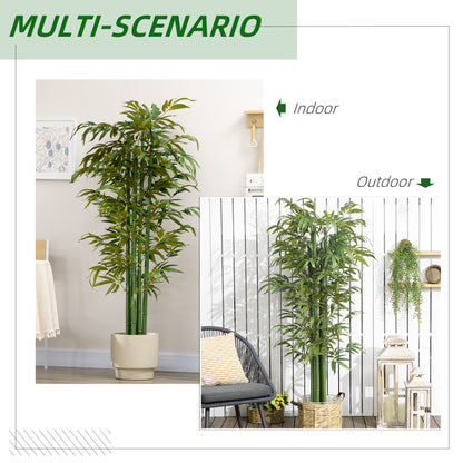 Set of 2 6 FT Artificial Tree Bamboo Tree Fake Plants in Pot for Home Office Living Room Decor, Green Artificial Trees   at Gallery Canada