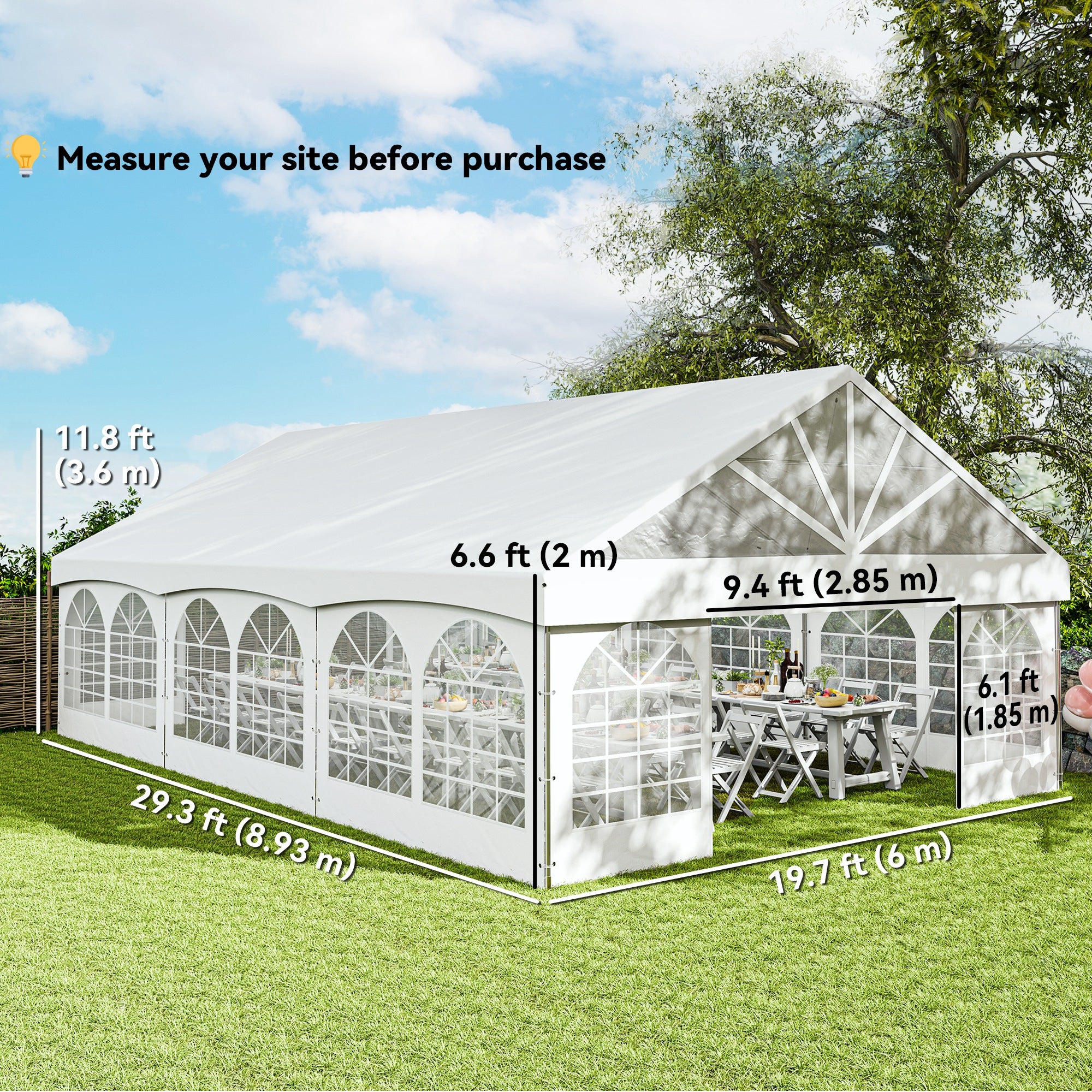 20' x 30' Heavy Duty Party Tent, Galvanized Outdoor Canopy Event Tent with Removable Window Sidewalls and Carry Bags Gazebos at Gallery Canada