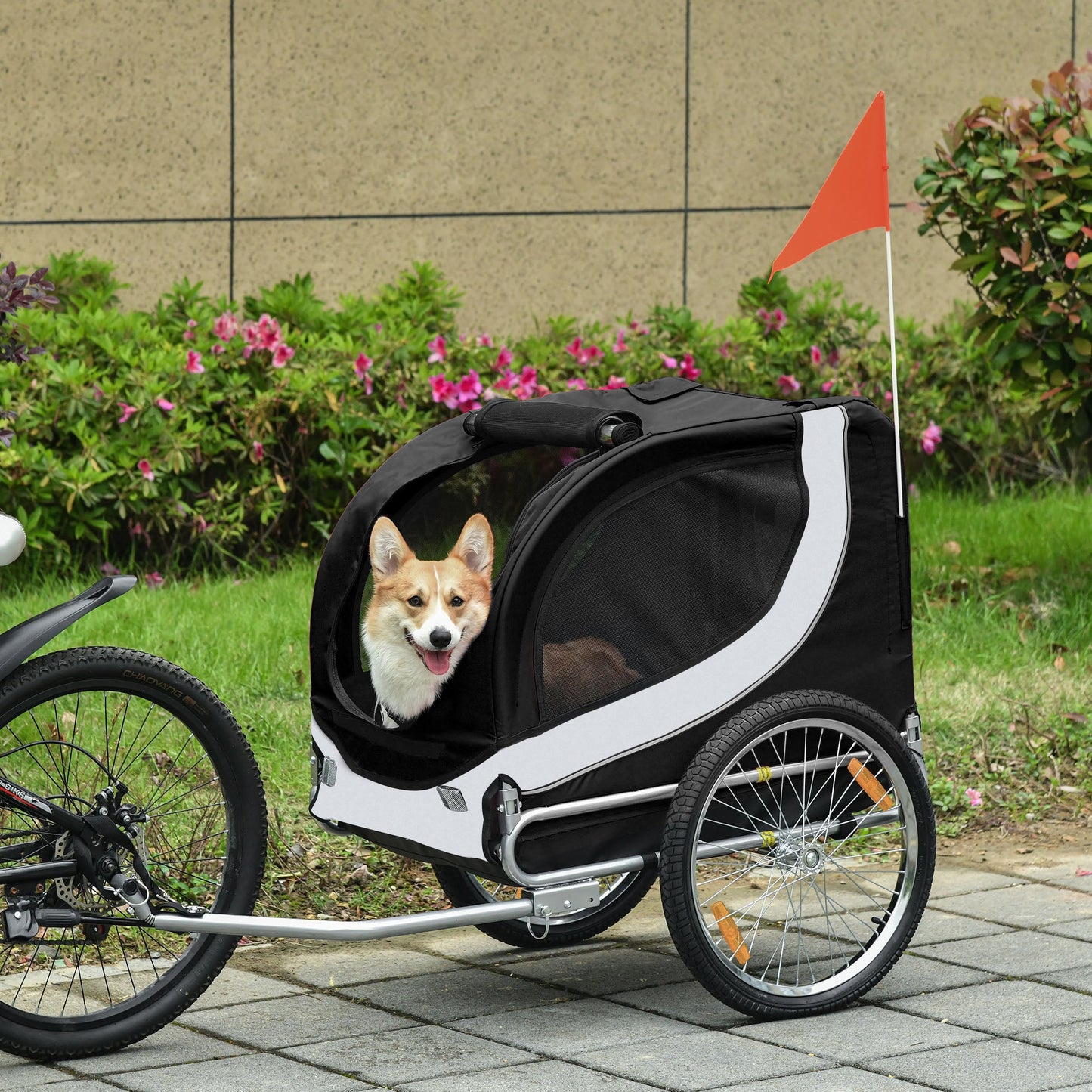 Dog Bike, Trailer Pet Cart, Bicycle Wagon, Travel Cargo, Carrier Attachment with Hitch, Foldable for Travelling, White Dog Bike Trailers & Strollers   at Gallery Canada