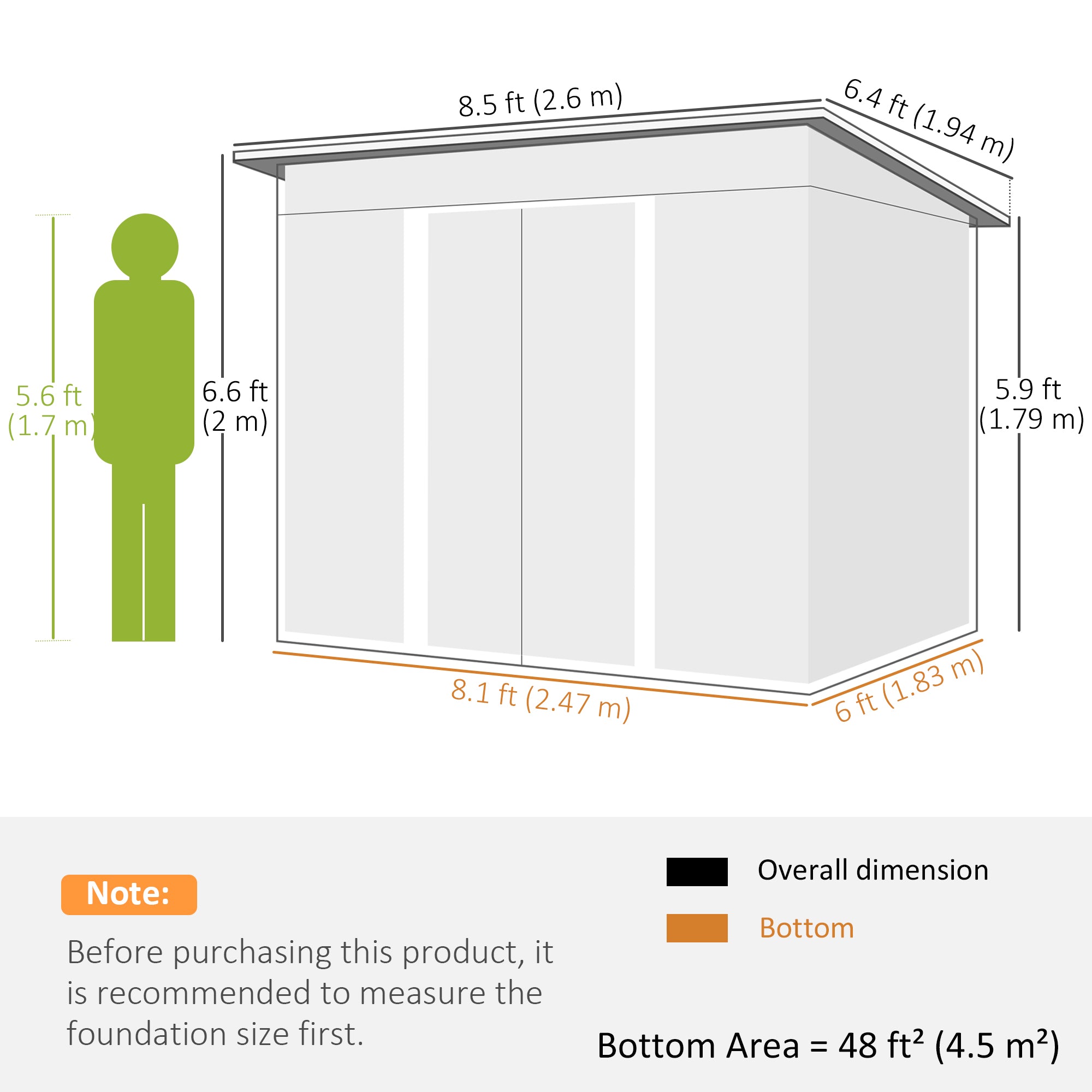 6' x 8.5' Outdoor Metal Garden Shed Utility Tool Storage Steel Backyard House, Dark Grey Sheds at Gallery Canada