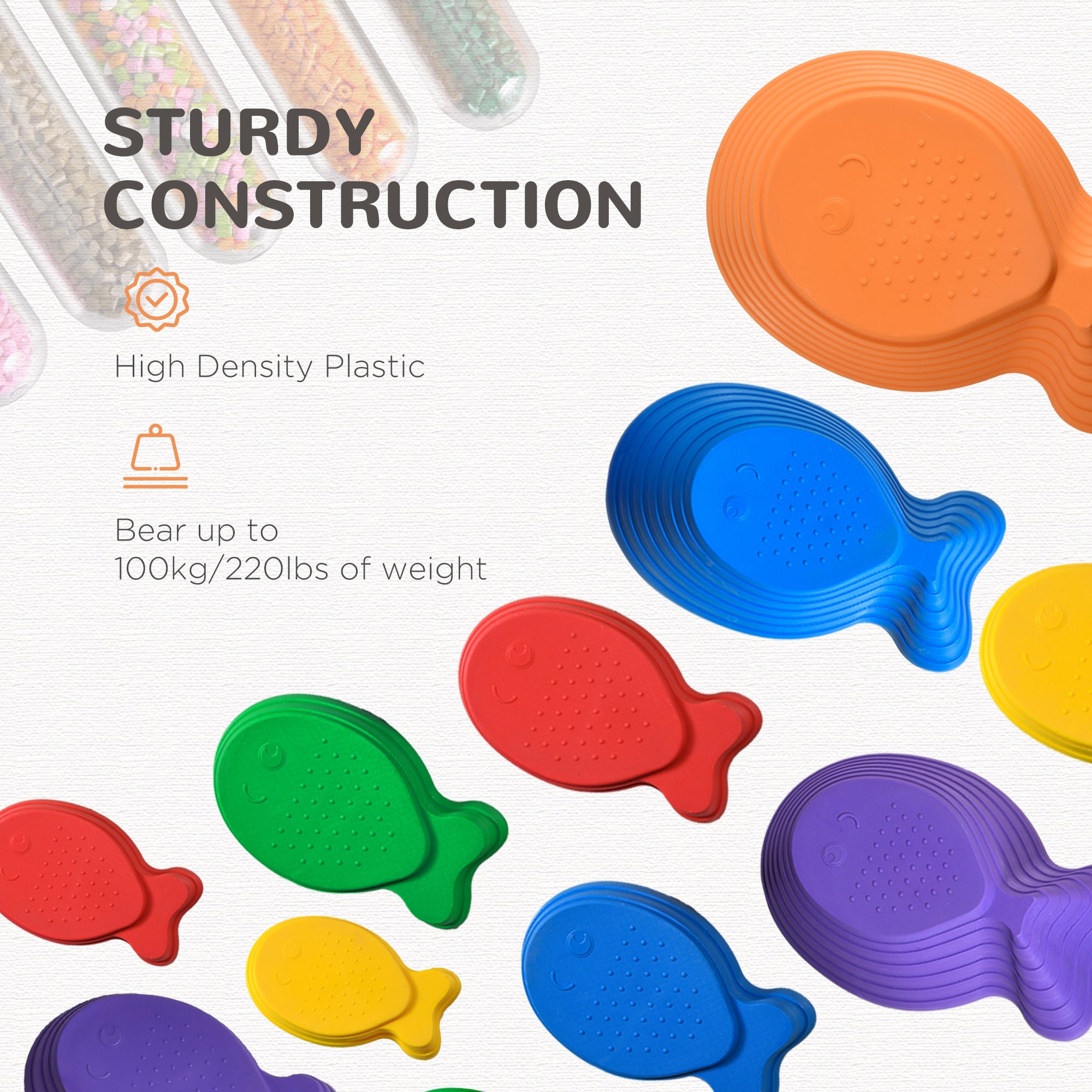 11pcs Balance Stepping Stones for Kids, Fish Style Non-slip Obstacle Course, Larger Size Stackable Balance Blocks Indoor Outdoor Gym Sets & Swings at Gallery Canada