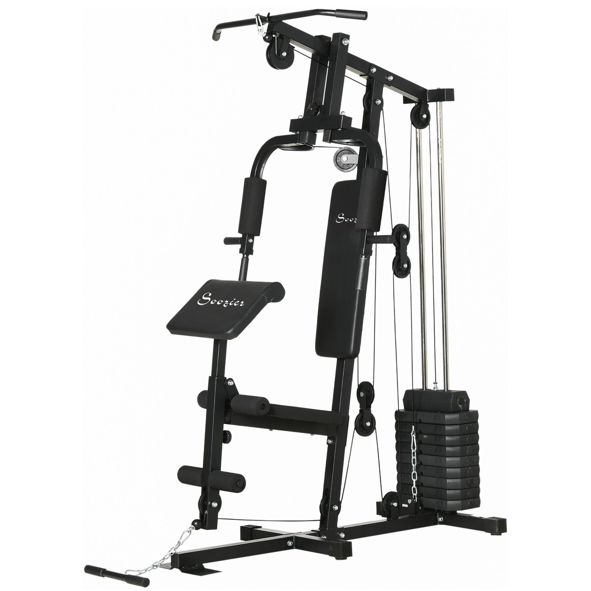 Multi-Exercise Home Gym Station with 99lbs Weight Stack, for for Back, Chest, Arms, Full Body Workout Power Towers Black at Gallery Canada