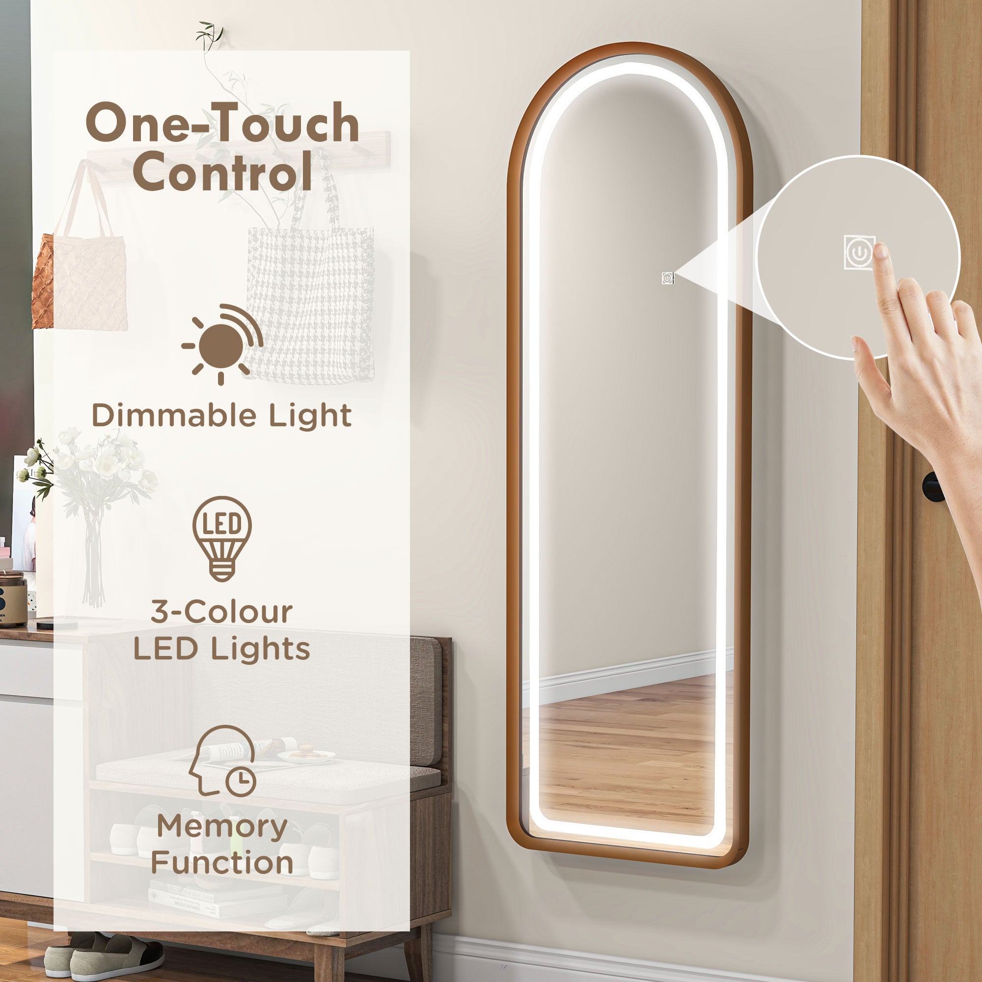 Standing Mirror with LED Lights, 58