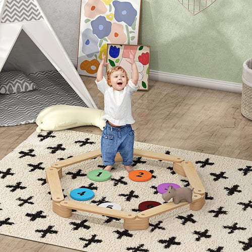 6 PC Wooden Balance Beam for Kids, for Coordination, for Indoor Outdoor