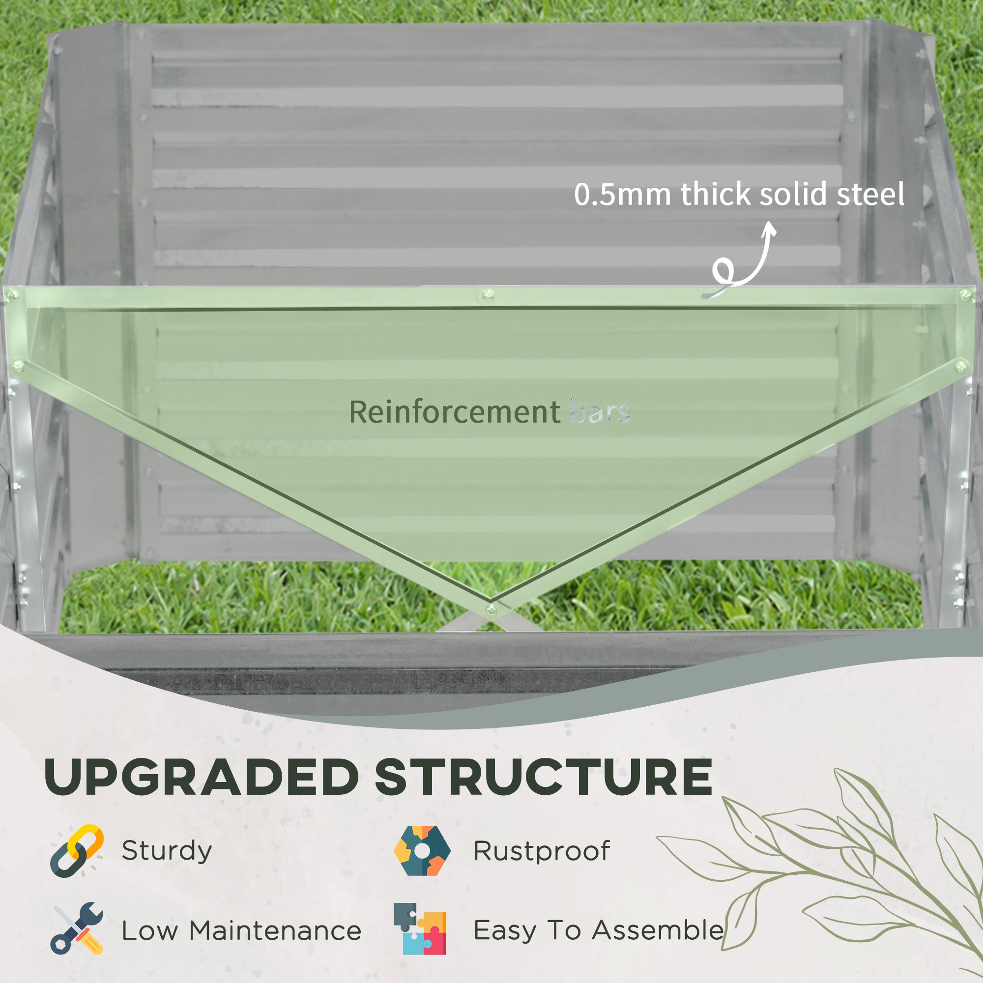 Galvanized Raised Garden Bed, Steel Outdoor Planters with Reinforced Rods, 71