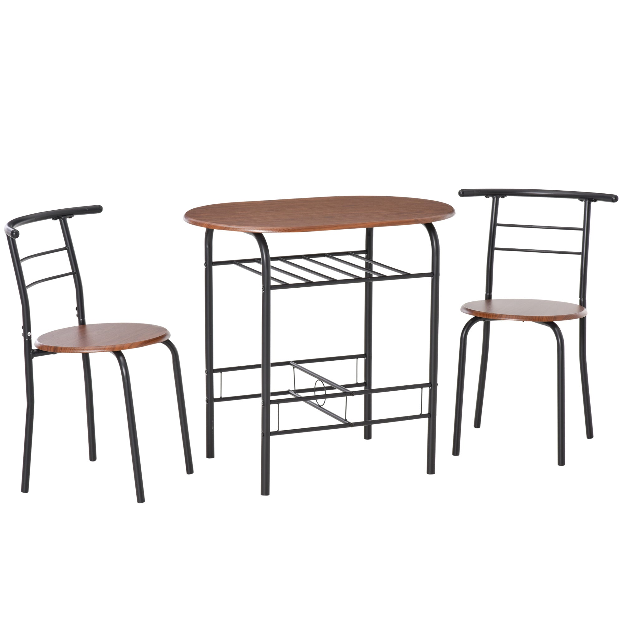 Dining Table Set of 3, Oval Kitchen Table and Chairs with Storage Shelf for Small Space, Dining Room, Natural Bar Sets Multi Colour  at Gallery Canada