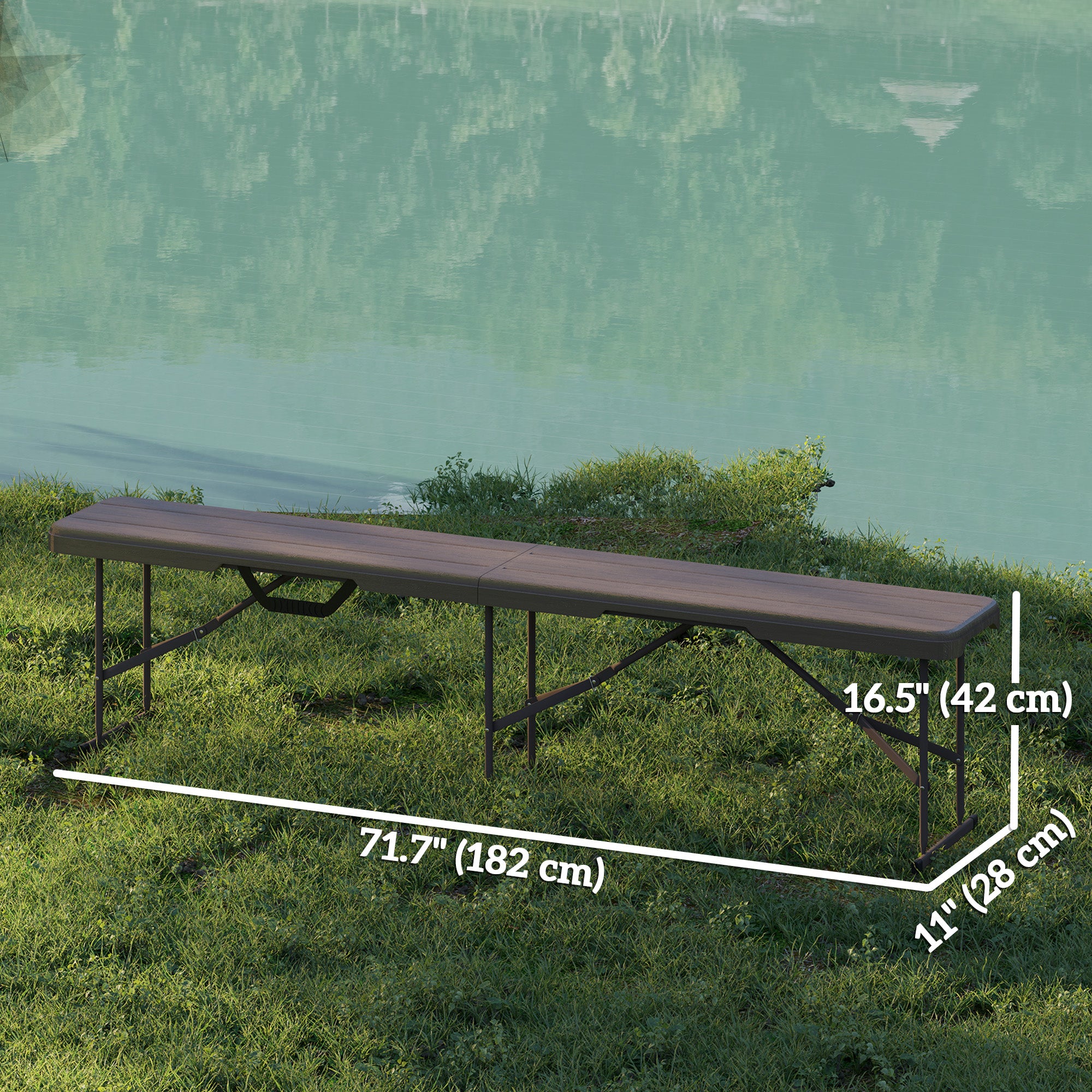 6 ft Plastic Bench Seat, 2 PC Portable Foldable Folding Bench with Carrying Handle for Picnic Camping, Distressed Brown Garden Accessories at Gallery Canada