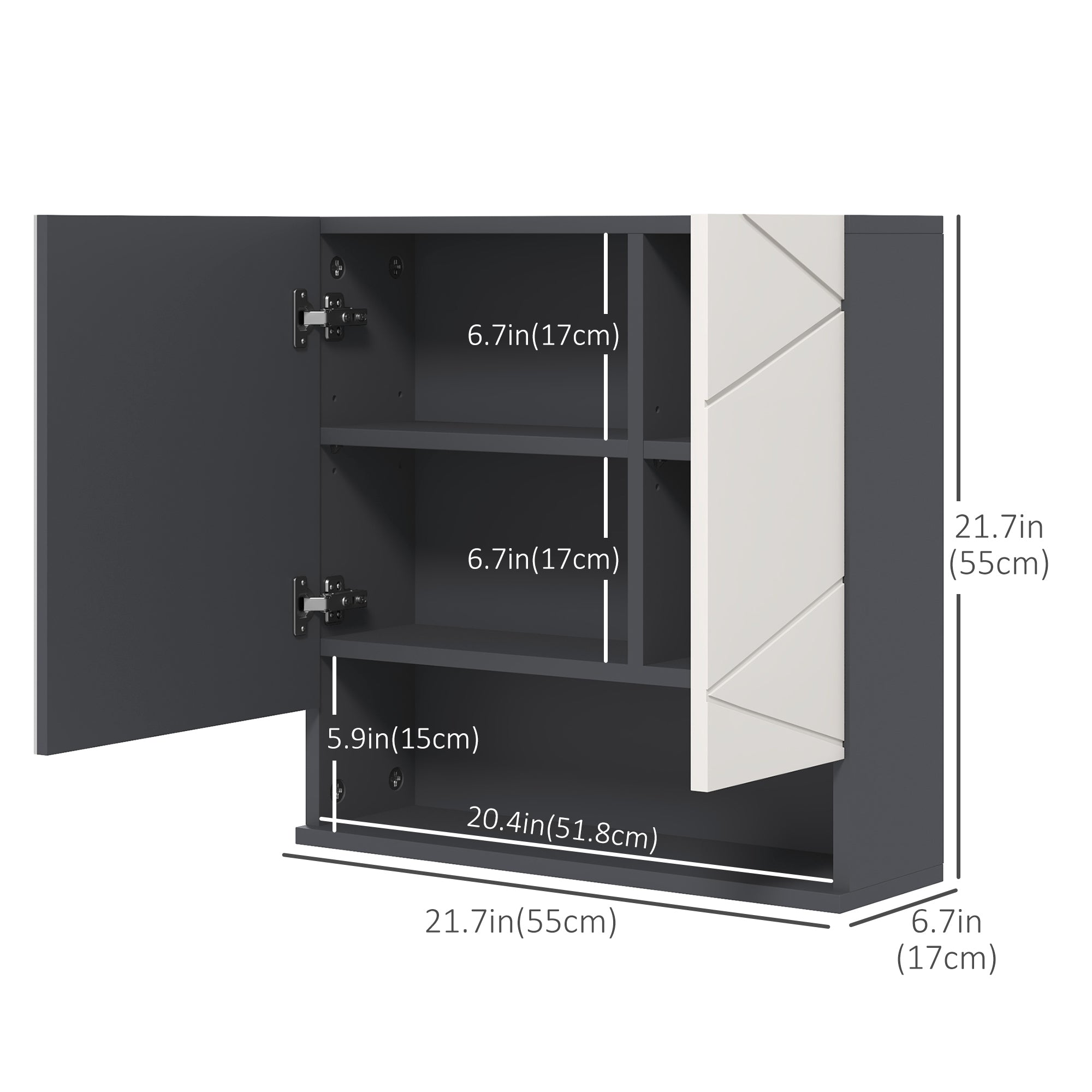 Medicine Cabinet, Wall Mounted Bathroom Mirror Cabinet with Mirrored Door, Adjustable Shelf and Soft Close Mechanism, Light Grey Mirror Medicine Cabinets at Gallery Canada