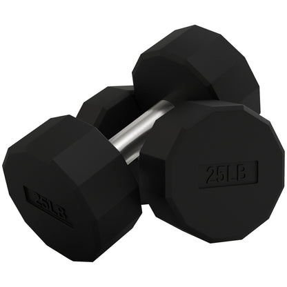 2 x 25lbs Dumbbells Set with Non-Slip Grip, Rubber Covered Weights for Men Women Home Gym Workout Dumbbells & Barbells   at Gallery Canada