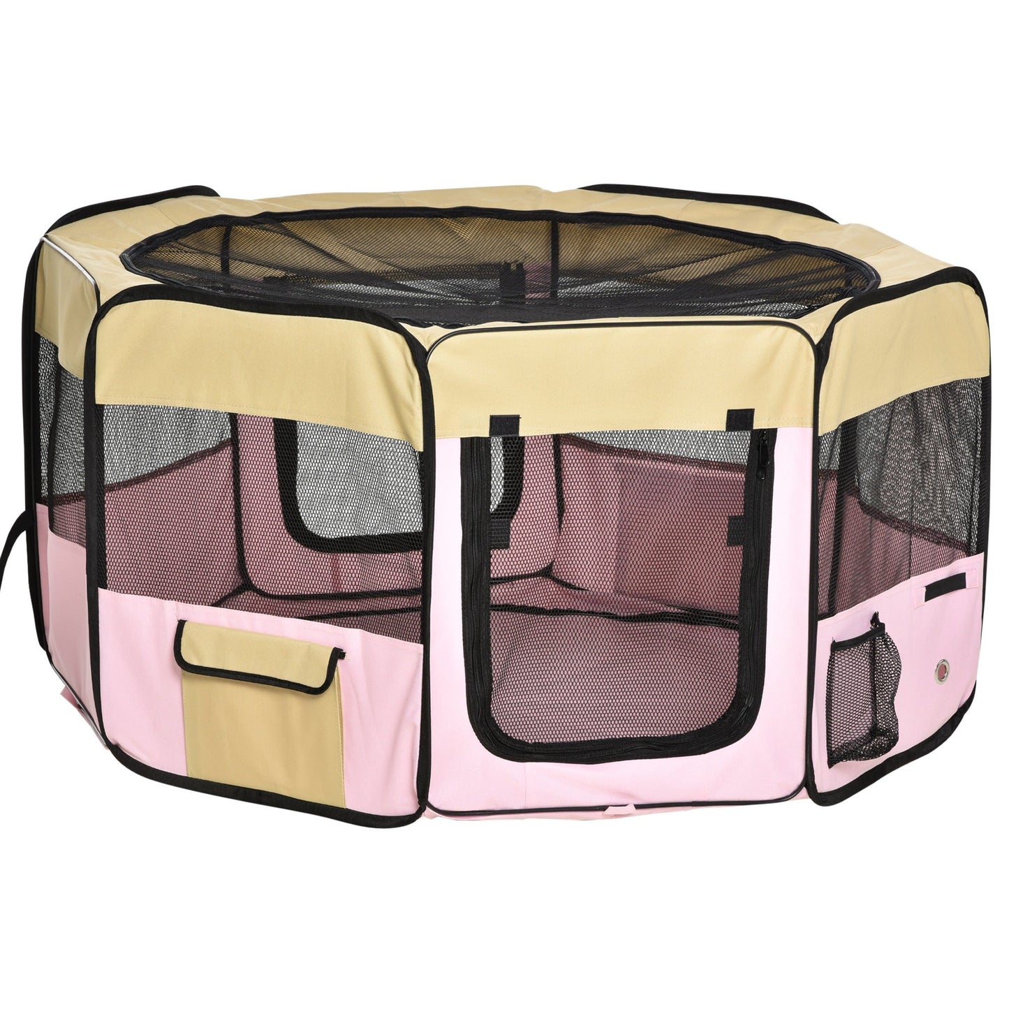 49-inch Large Exercise Puppy Pet Playpen Portable Dog Cat Pet Play Pen Pet Cage Tent Kennel Crate Pink Carry Bag Included Houses, Kennels & Pens Pink & Beige  at Gallery Canada