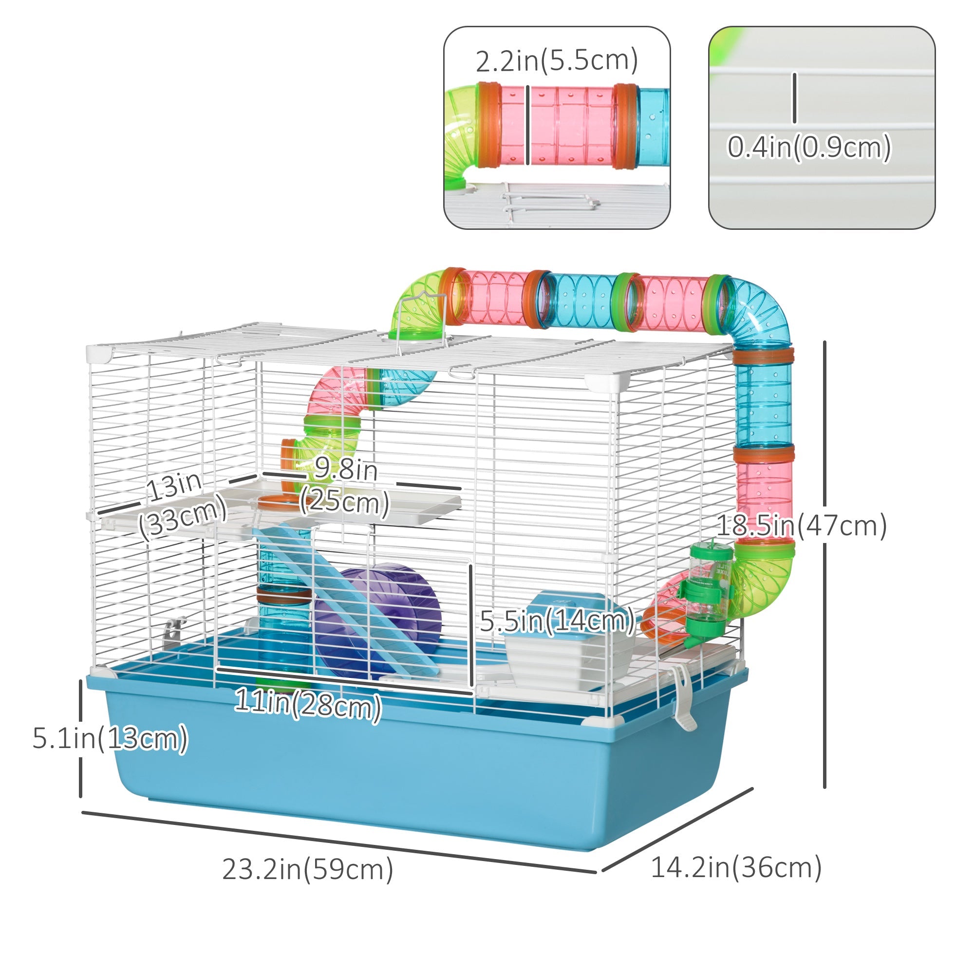 3-Tier Large Toy-Filled Steel Small Animal Cage, Includes Exercise Wheel, Water Bottle, Food Dish, Light Blue Hamster Cages   at Gallery Canada