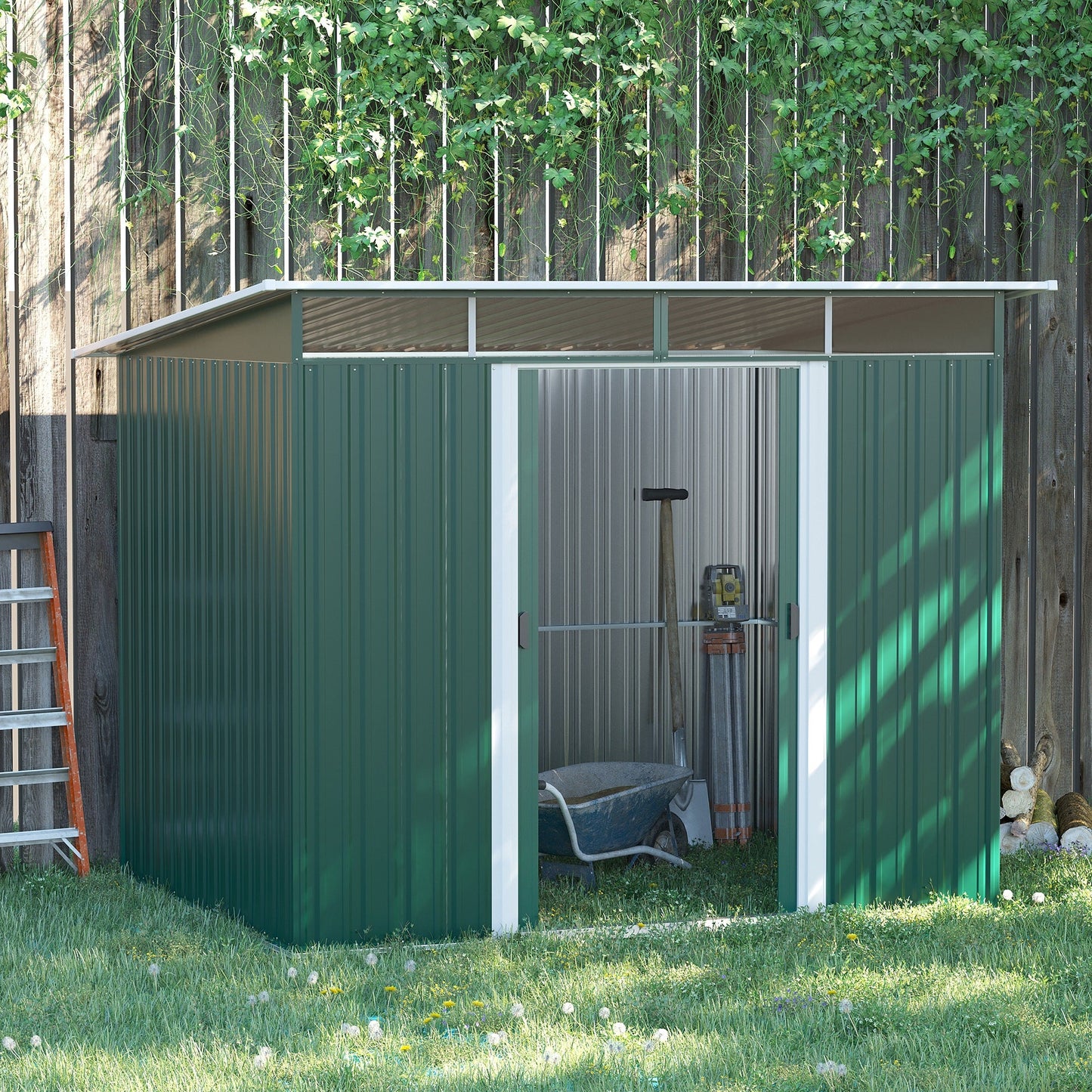 6' x 8.5' Outdoor Metal Garden Shed Utility Tool Storage Steel Backyard House, Dark Green Sheds   at Gallery Canada