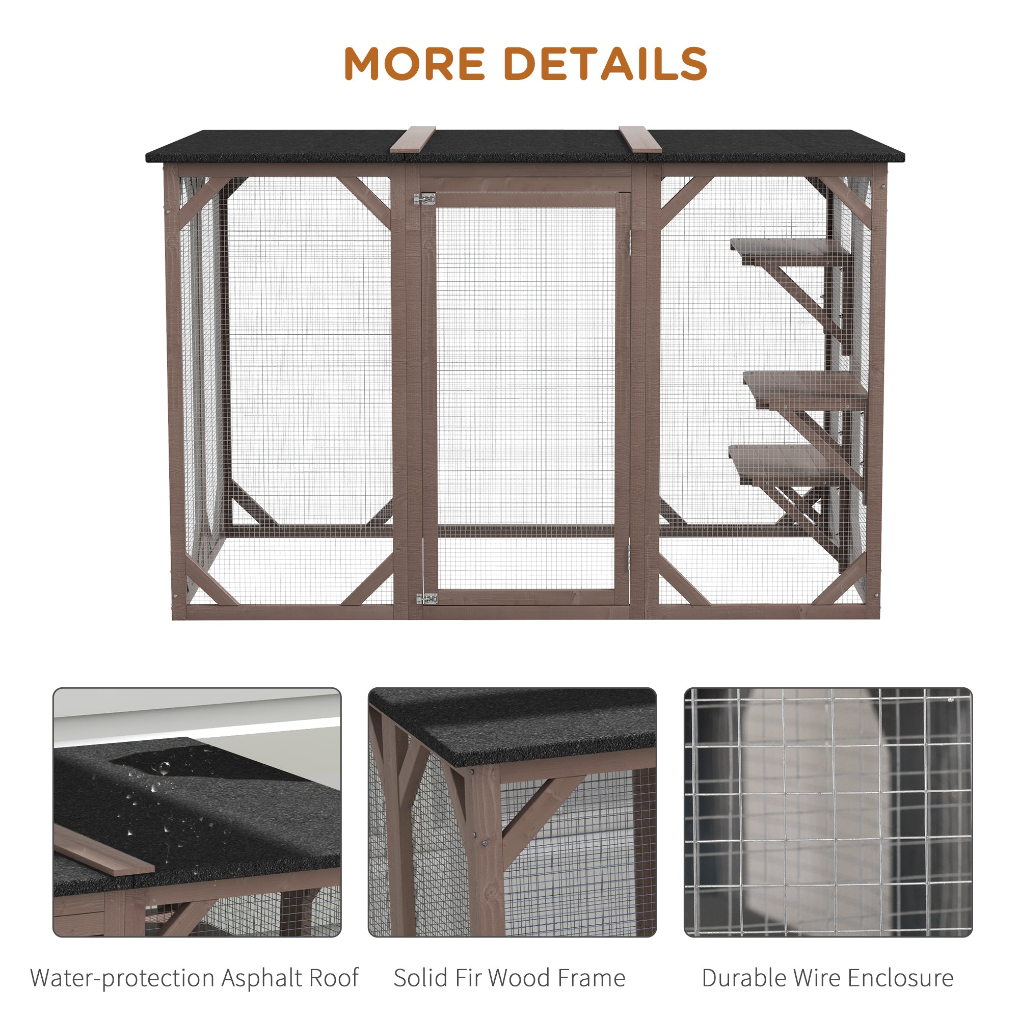 Cat Cage Indoor Catio Outdoor Cat Enclosure Pet House Small Animal Hutch for Rabbit, Kitten, Crate Kennel with Waterproof Roof, Multi-Level Platforms, Lock, Camel Outdoor Cat Enclosures at Gallery Canada