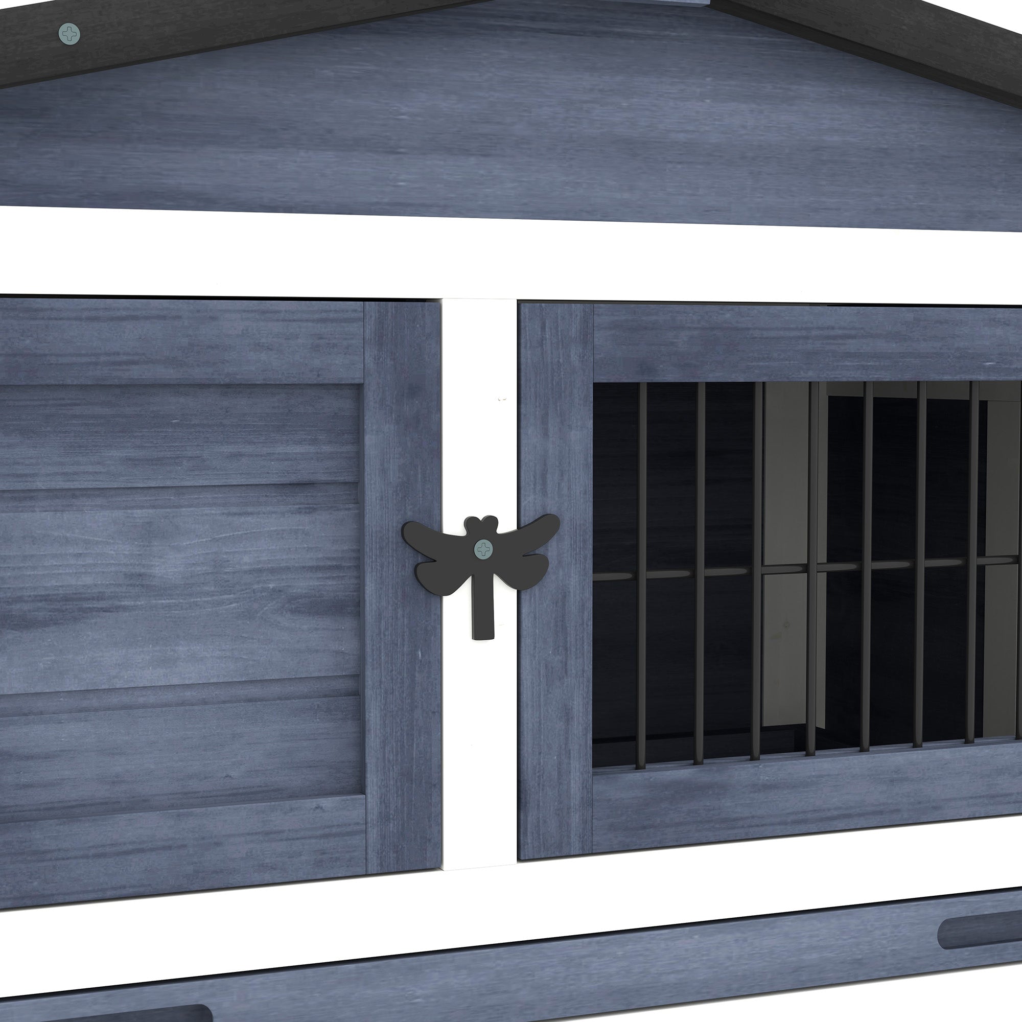 Wood Rabbit Hutch w/ Ramp, Openable Roof, Pull-out Tray, Dark Grey Rabbit Hutch at Gallery Canada