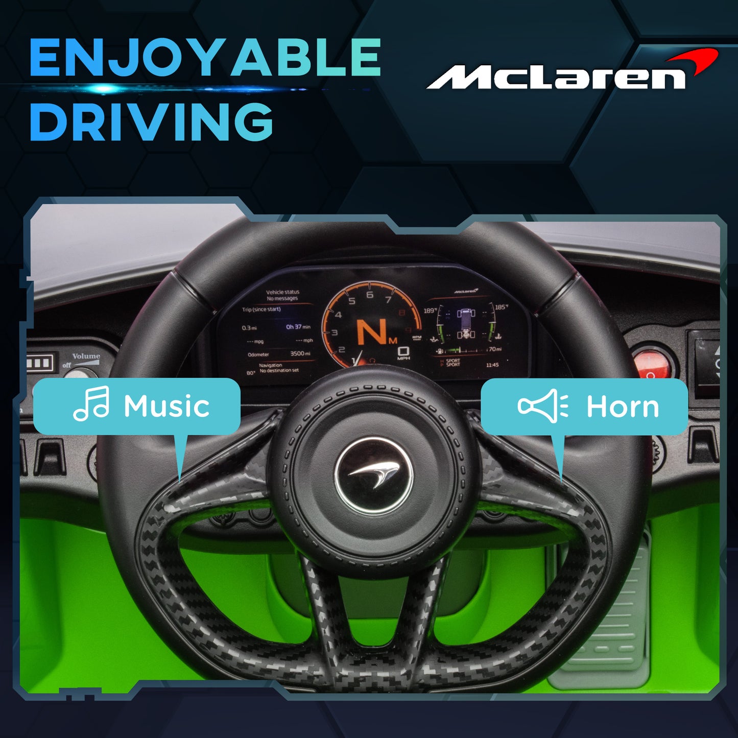 McLaren 765LT Licensed 12V Kids Electric Car w/ Scissor Doors, Training Wheels, Remote, Slow Start, Music Horn Green Electric Toy Cars   at Gallery Canada