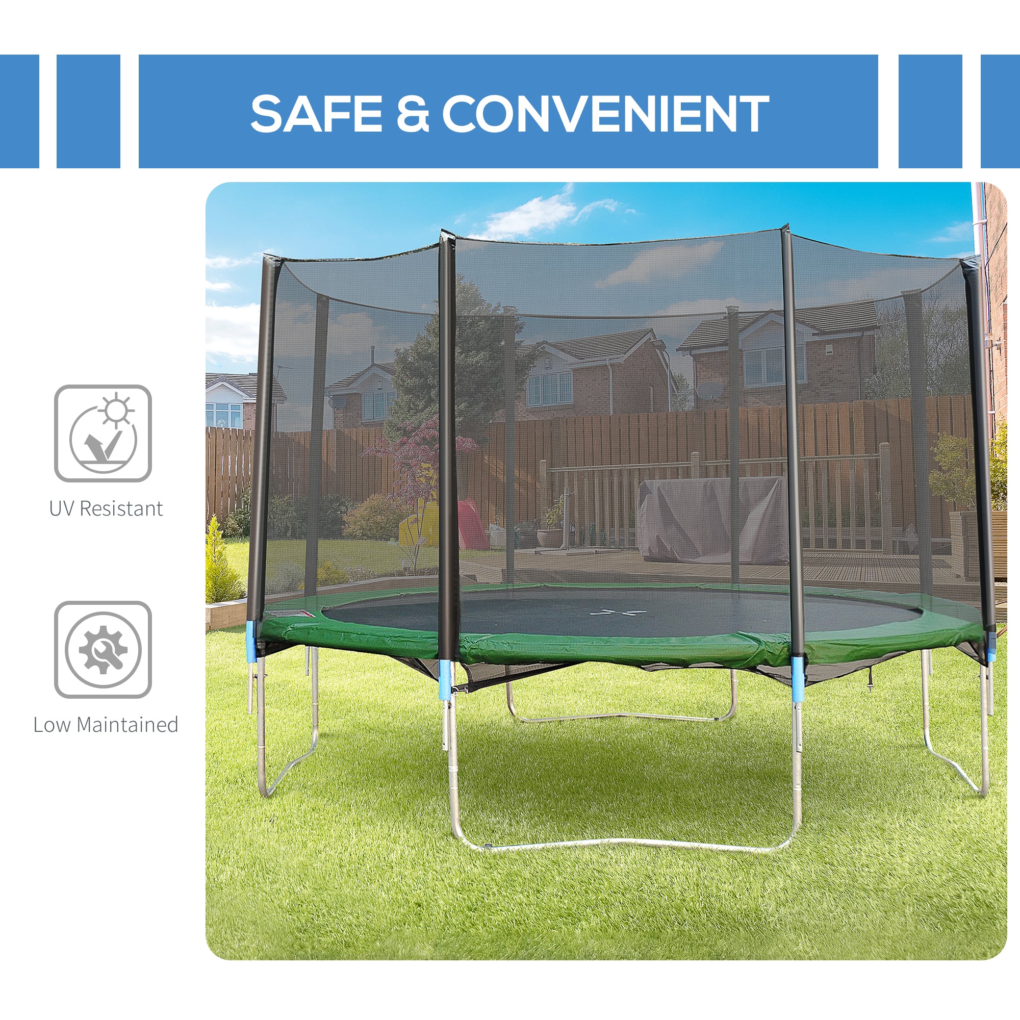 14 FT Trampoline Net Enclosure Trampolining Bounce Safety Accessories w/ 8 Poles Net Enclosure Only, Black Trampolines at Gallery Canada