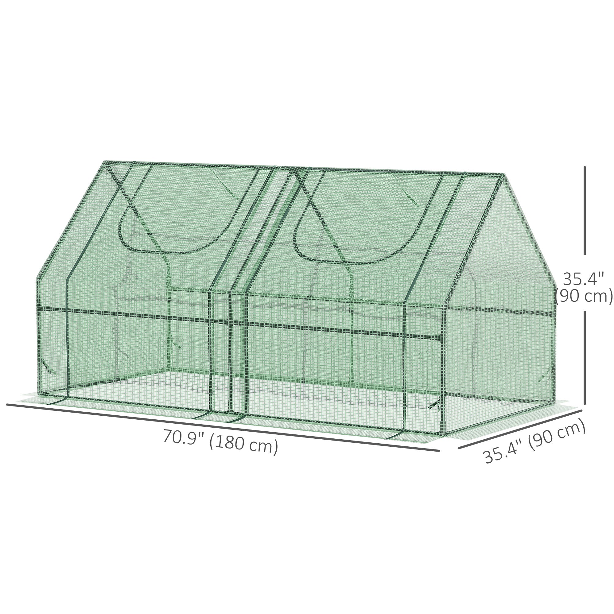 6' x 3' x 3' Portable Mini Greenhouse, Garden Green House Kit with 2 PE/Plastic Covers, Steel Frame and 2 Roll Up Zipper Windows, Dark Green Mini Greenhouses at Gallery Canada