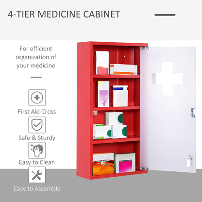 Wall Mount Medicine Cabinet Bathroom Cabinet with 4 Tier Shelves, Steel Frame and Glass Door, Lockable with 2 Keys Mirror Medicine Cabinets   at Gallery Canada