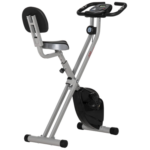 Foldable Indoor Stationary Bike with 8 Levels of Magnetic Resistance, Exercise Bike for Cardio Workout, Black
