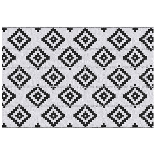 Reversible Outdoor RV Rug, Patio Floor Mat, 6' x 9' Plastic Straw Rug for Backyard, Deck, Beach, Camping, Black &; White Garden Decor at Gallery Canada