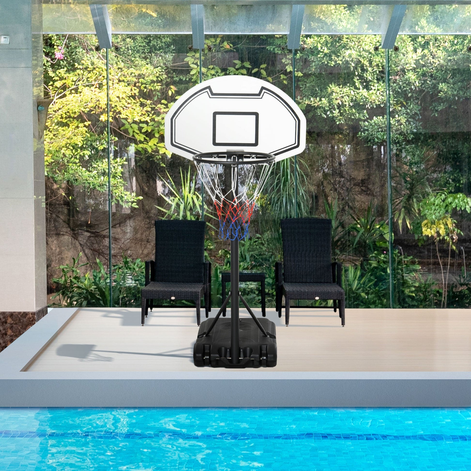 51"-64" Height Adjustable Basketball System Poolside Hoop Stand Portable with Wheels Basketball   at Gallery Canada