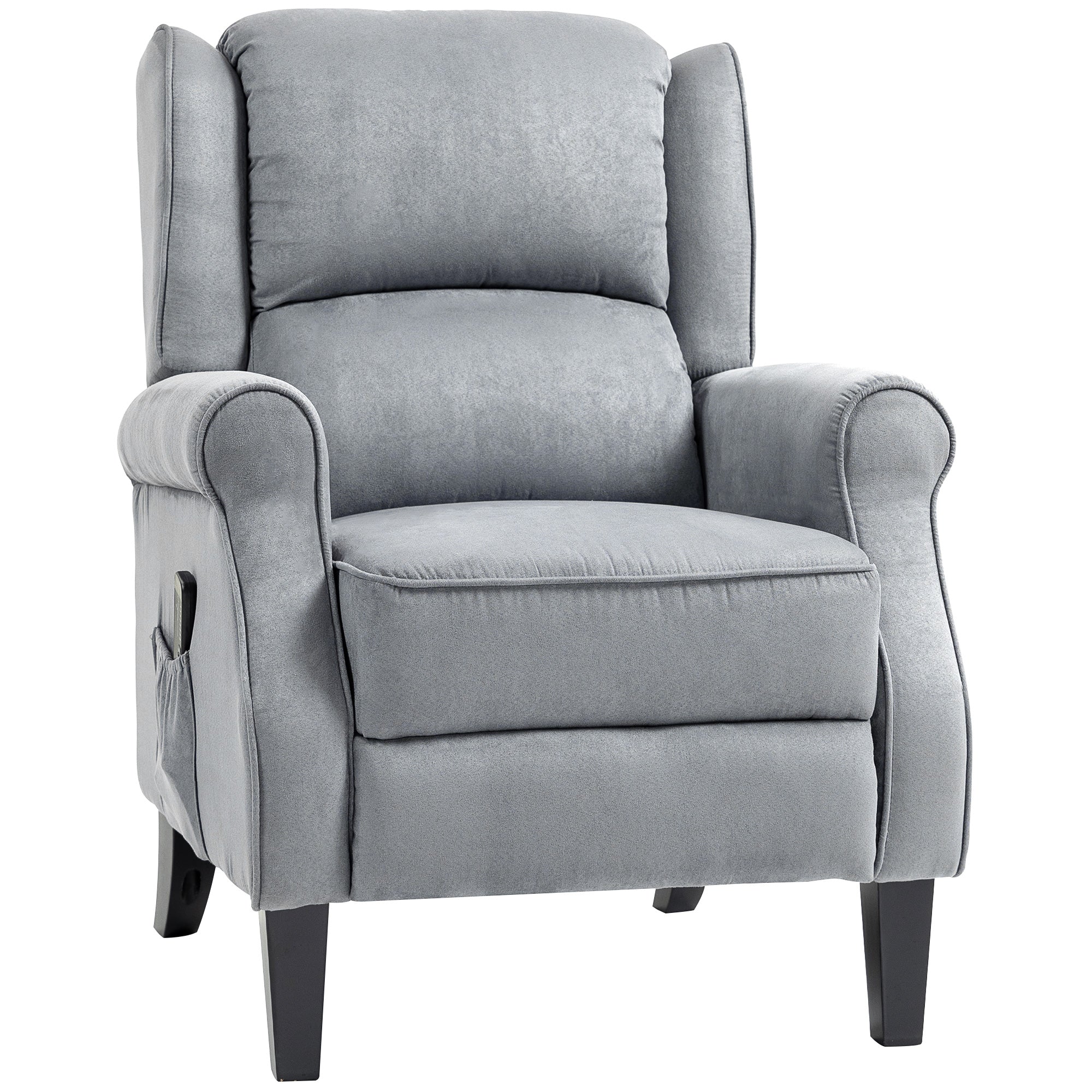 Push Back Recliner Chair, Vibration Massage Recliner for Living Room with Extendable Footrest, Remote, Pocket, Grey Single Sofas   at Gallery Canada