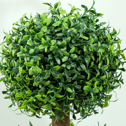 2 Pack 39.4" Artificial Trees, Boxwood Topiary Ball Trees with Pot for Indoor, Outdoor, Home Office, Living Room, Green Artificial Trees at Gallery Canada