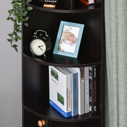 5-Tier Corner Bookcase, Bookshelf, Freestanding Shelf Unit with Storage Compartments and Door Cabinet, Black Bookcases With Doors   at Gallery Canada