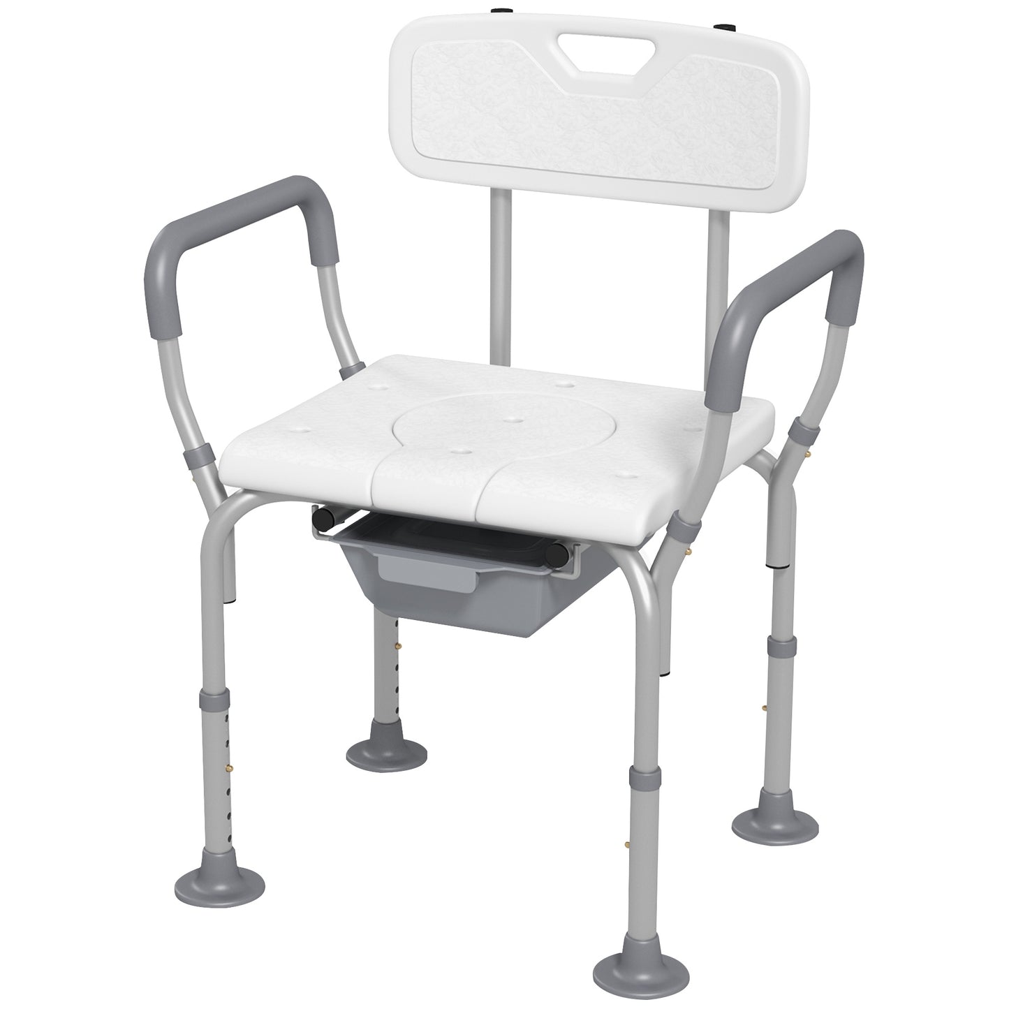 3-in-1 Shower Chair with Back, Adjustable Bedside Commode, Raised Toilet Seat w/ Rubber Foot Pad for Seniors, Disabled Bath Chairs   at Gallery Canada