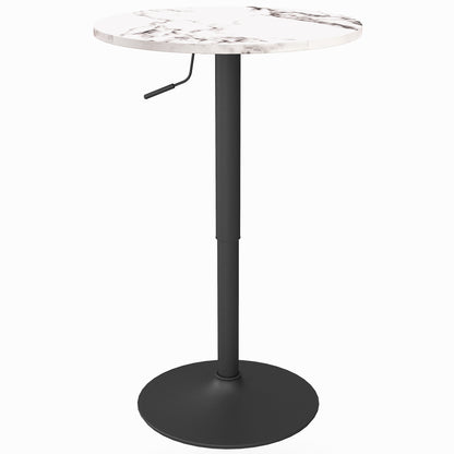 Adjustable Bar Table for 2, Round Pub Table with Steel Base for Home Bar, Small Dining Room, White Marble Bar Tables at Gallery Canada