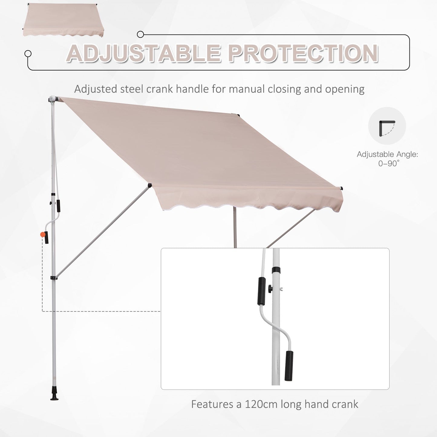 6.6'x5' Manual Retractable Patio Awning Window Door Sun Shade Deck Canopy Shelter Water Resistant UV Protector Beige Door Awnings   at Gallery Canada