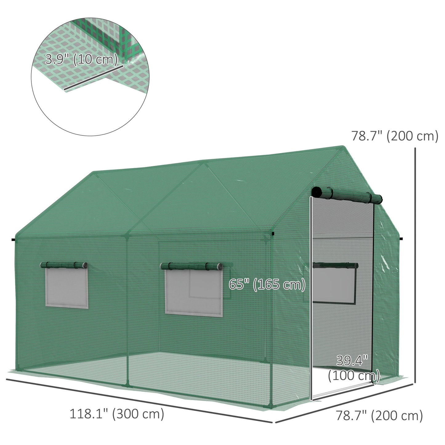 Walk-in Tunnel Greenhouse UV-resistant Green House with Door and Mesh Windows, 6.6' x 10' x 6.6', Green Tunnel Greenhouses   at Gallery Canada