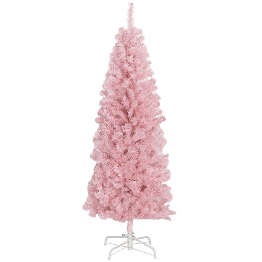 5FT Pencil Christmas Tree, Artificial Christmas Tree with Automatic Open for Home Party, Pink Pencil Christmas Trees   at Gallery Canada