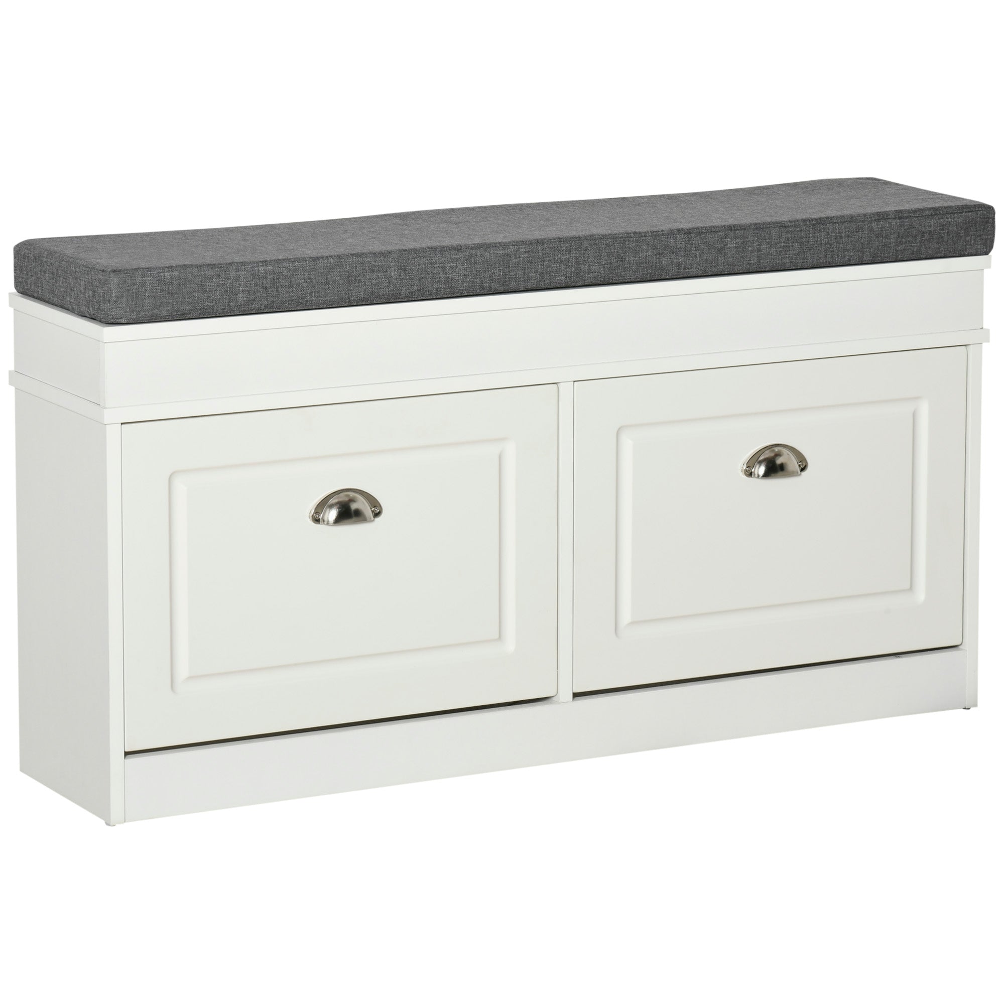 Shoe Bench, Shoe Storage Bench for Entryway, Entrance Bench with Cushion, 2 Flip Drawers and Adjustable Shelf for Hallway, Holds 8 Pairs, White Shoe Storage Cabinets & Racks Multi Colour  at Gallery Canada