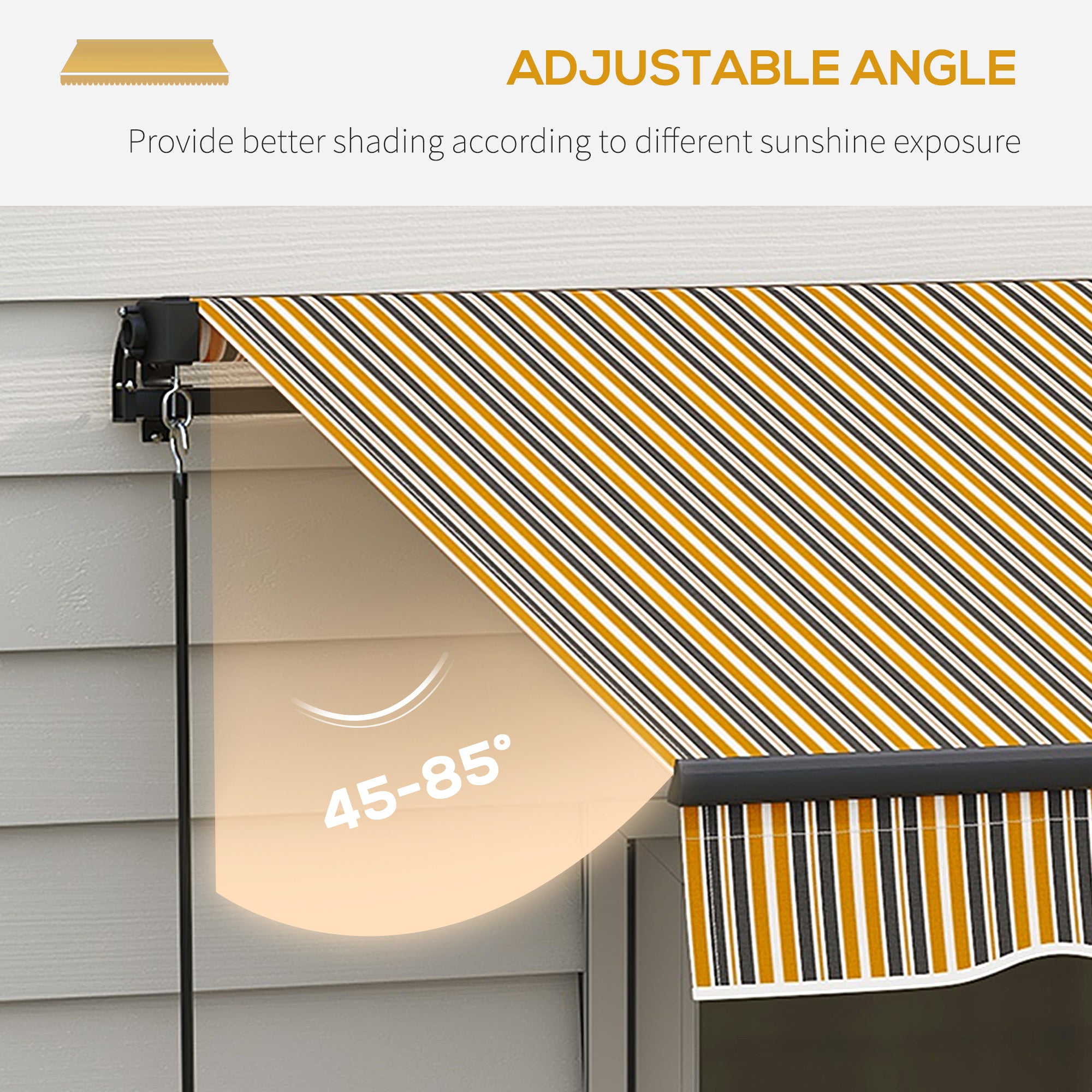 15' x 10' Retractable Awning, 280gsm UV Resistant Sunshade Shelter, for Deck, Balcony, Yard, Amber and Dark Grey Window Awnings at Gallery Canada
